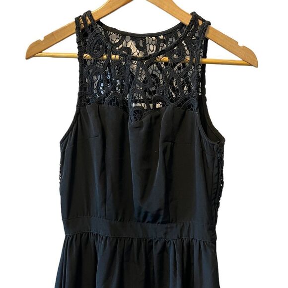 SISTERS Black Lace Top Sheer Back Mid Length Sleeveless Dress 34 - Picture 3 of 9